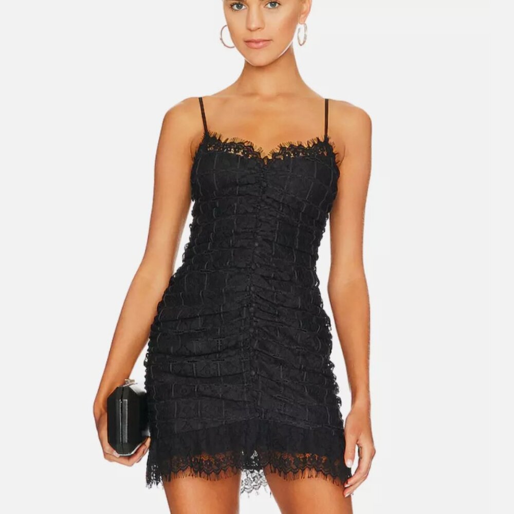 For Love & Lemons Samira Mini Dress in Black NWOT Large